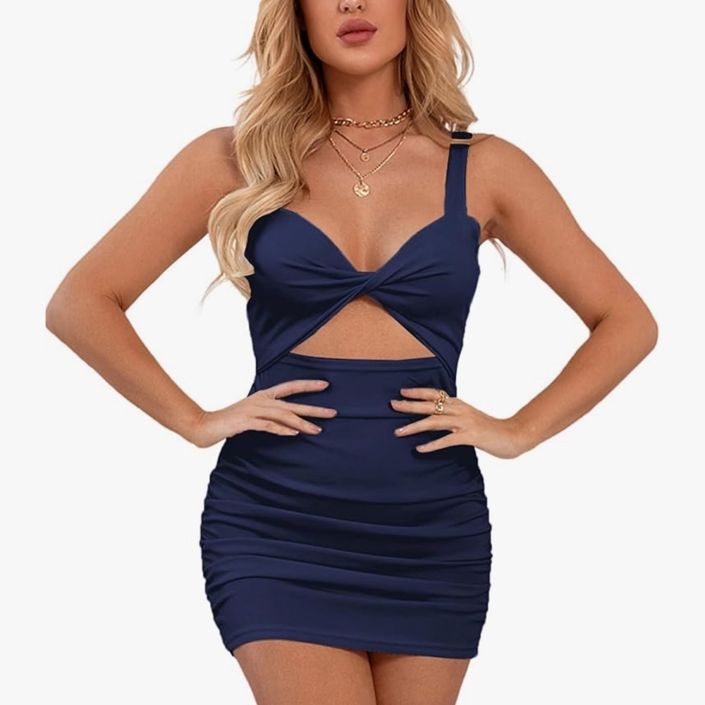 Navy Blue Bodycon cut out Mini Dress